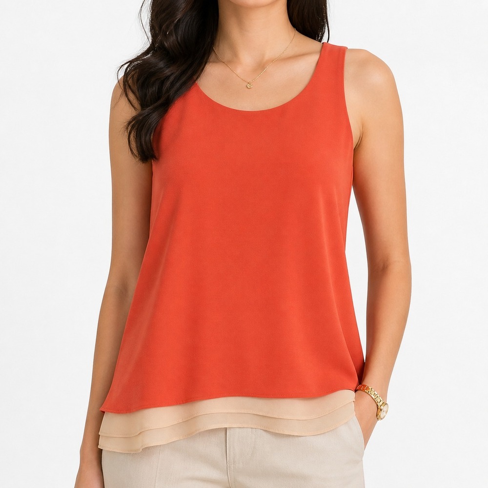 NWT Cooper & Ella Sleeveless Blouse Womens Medium Layered Hem Exposed Back Zip